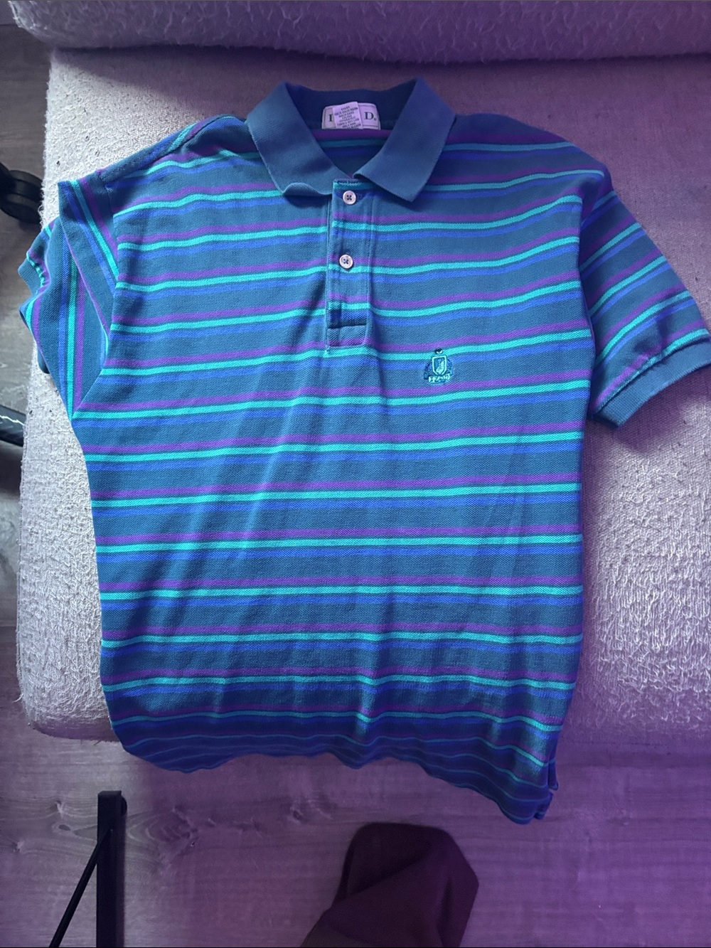Izod Striped Polo in Blue and Teal